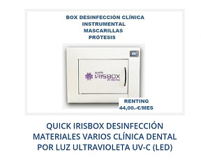 Equipo de desinfección por luz luz led ultravioleta, para materiales que no pueden ir al autoclave, desinfección de prótesis, mascarillas, teléfonos.....