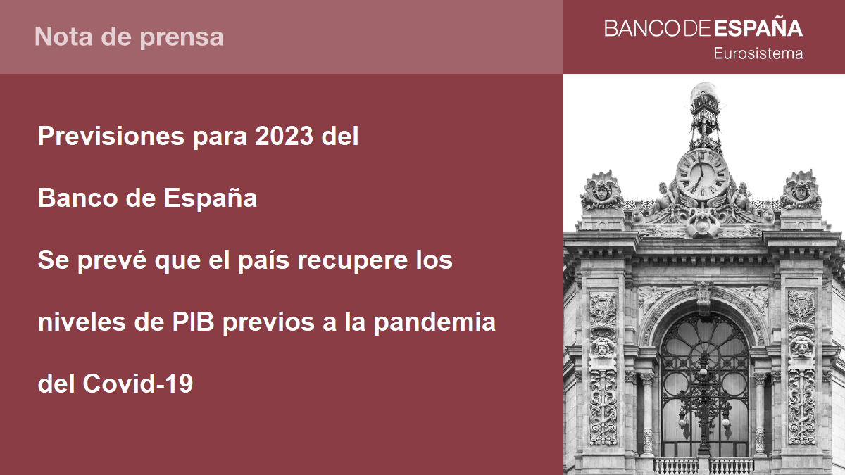 El Banco de España prevé que no se recuperará el PIB previo de la pandemia  hasta el 2023