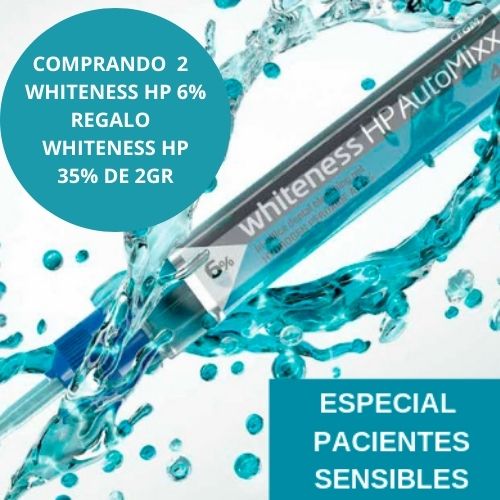 OFERTA 2 KITS BLANQUEAMIENTO DE CLÍNICA WHITENESS HP AUTOMIXX 6% CON REGALO DE WHITENESS HP 35% 2G.