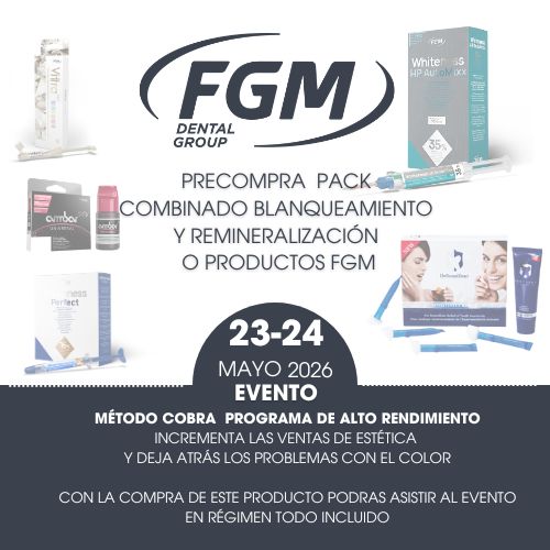 PRECOMPRA PACK COMBINADO BLANQUEAMIENTO Y REMINERALIZACIÓN  O PRODUCTOS FGM EVENTO FORMATIVO 22-23 MAYO