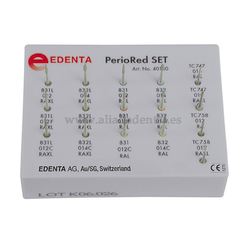 EDENTA PERIO SET KIT FRESAS PERIODONCIA PERIO RED 