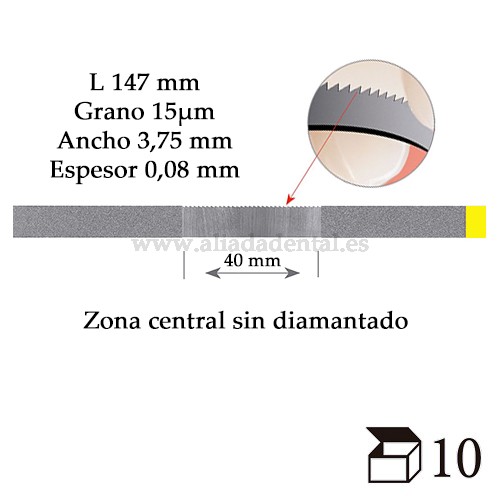 EDENTA TIRA PULIDO PROXIMAL DIAMANTADO EXTRA FINO CON DENTADO DE SIERRA 147X3,75X0,08