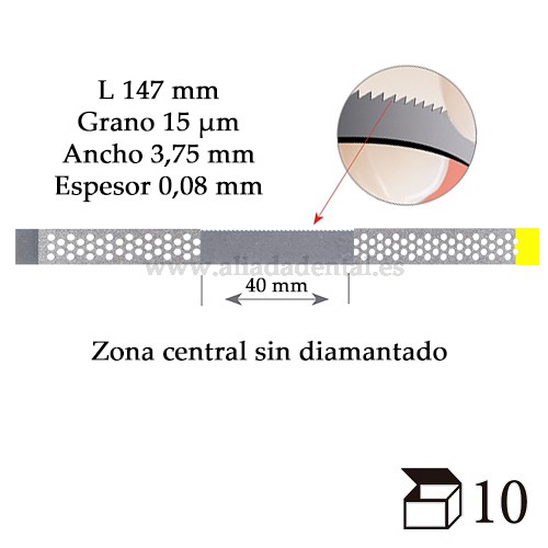 TIRAS DIAMANTADAS PERFORADAS GRANO EXTRA FINO CON DENTADO DE SIERRA 147X3,75X0,08