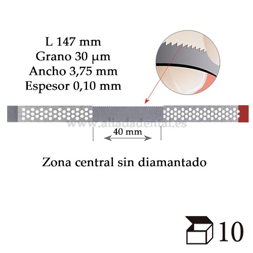 TIRAS DIAMANTADAS PERFORADAS GRANO FINO CON DENTADO DE SIERRA 147X3,75X0,10