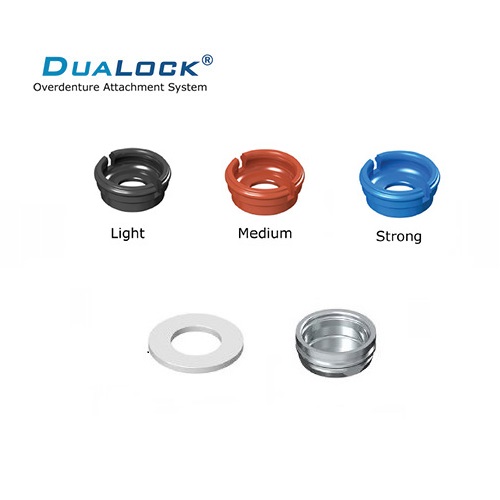 DUALOCK® SET PROTESIS EN PLASTICO PEEK LARGA DURACION (CAPSULA+ESPACIADOR+BOTONES NEGRO-AZUL-ROJO)