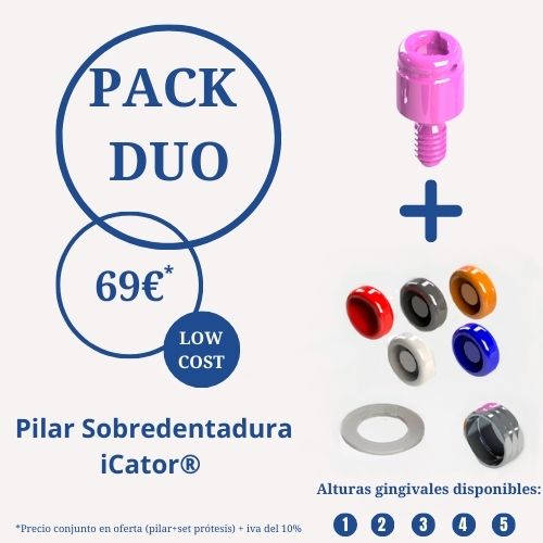  PACK DUO CON DOS PILARES ICATOR® SIMILAR A LOCATOR® (INCLUYE SET DE PROTESIS)