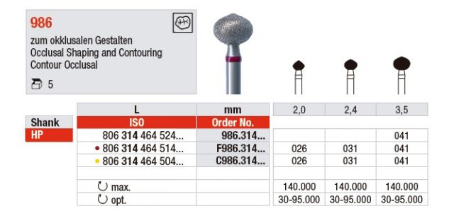 FRESA PARA CONFORMACION  OCLUSION DIAMOND SHAPER ARO ROJO DIÁMETRO 26